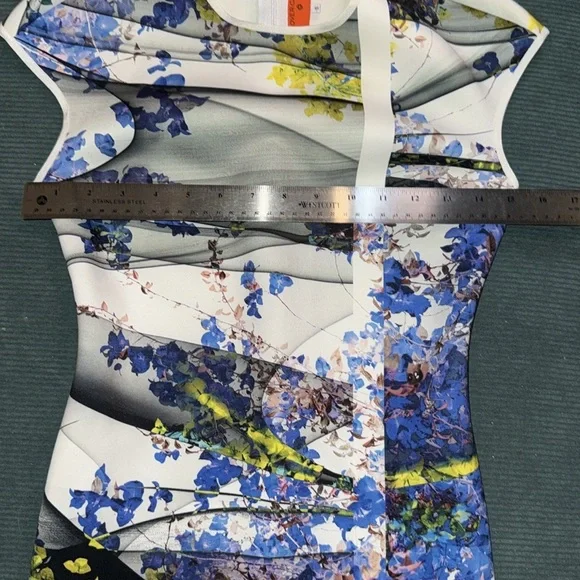 Clover Canyon Blue  and yellow Floral Printed Neoprene Bodycon Mini dress S - Picture 10 of 11